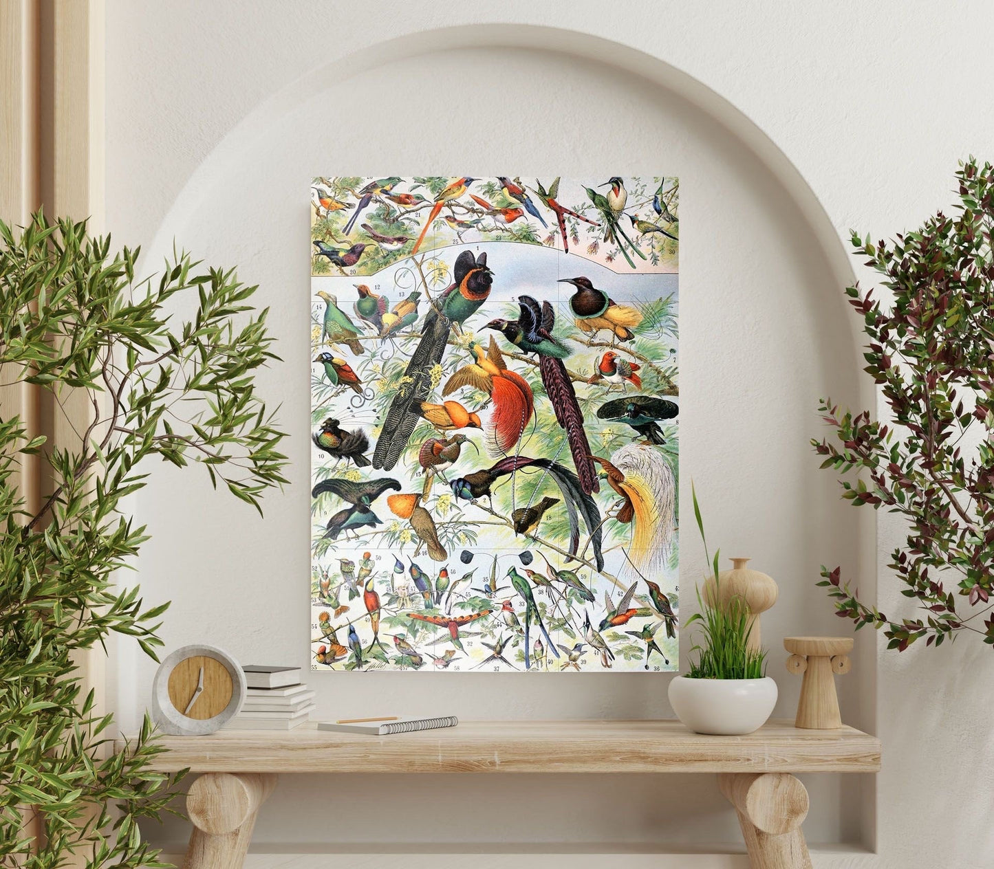 Tile Mural/Mosaic Ceramic Panel of Birds - Adolphe Millot - Vintage Print - Bird Wall Art - Adolphe Millot Vintage Illustration - Bird Mural
