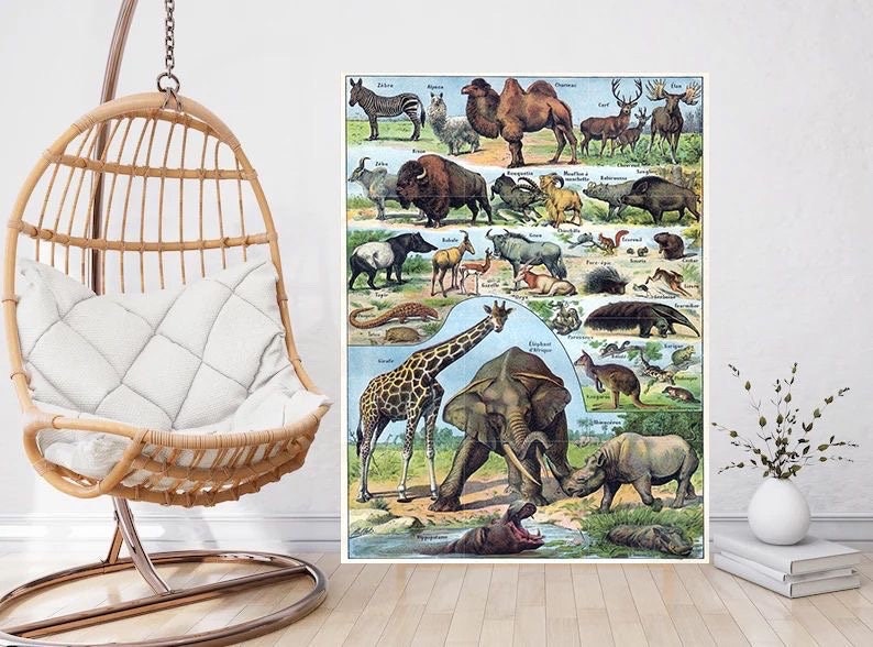 Tile Mural/Mosaic Ceramic Panel of Mammals - Adolphe Millot - Vintage Print - Animal Wall Art - Adolphe Millot Vintage Illustration