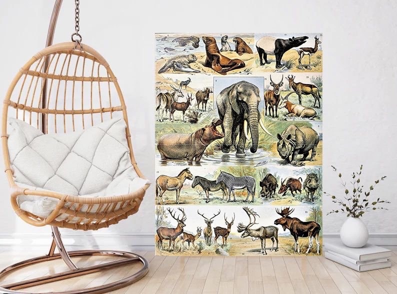 Tile Mural/Mosaic Ceramic Panel of Mammals - Adolphe Millot - Vintage Print - Animal Wall Art - Adolphe Millot Vintage Illustration