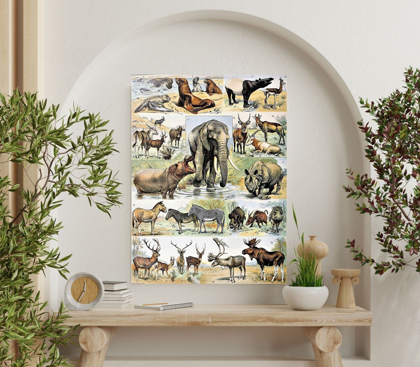 Tile Mural/Mosaic Ceramic Panel of Mammals - Adolphe Millot - Vintage Print - Animal Wall Art - Adolphe Millot Vintage Illustration
