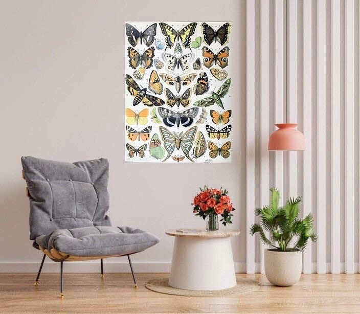 Tile Mural/Mosaic Ceramic Panel of Butterflies -Adolphe Millot -Vintage Insect Print - Butterfly Art - Adolphe Millot Vintage Illustration