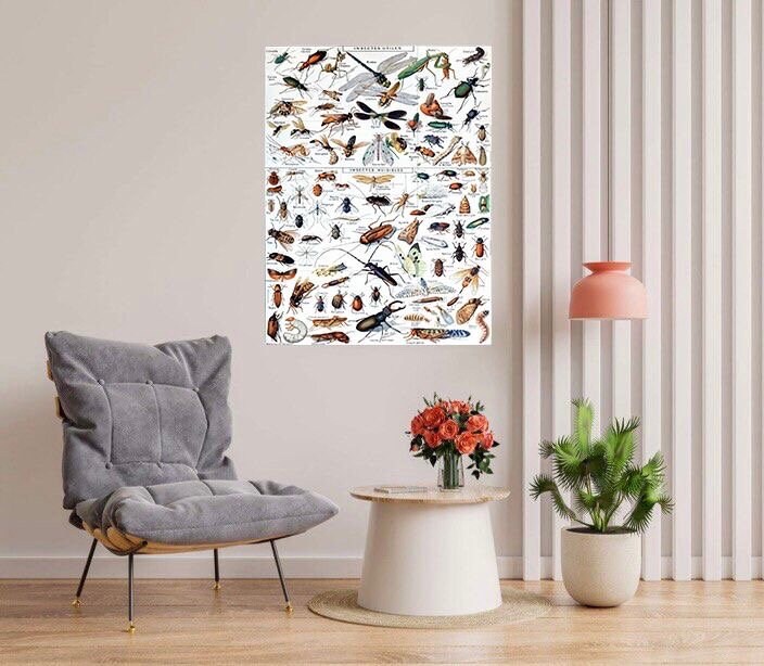 Tile Mural/Mosaic Ceramic Panel of Insects - Adolphe Millot - Vintage Insect Print - Insect Art - Adolphe Millot Print Vintage Illustration