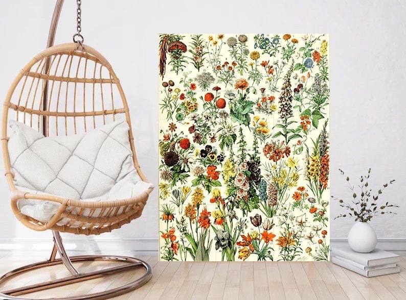 Tile Mural/Mosaic Ceramic Panel of Flowers - Adolphe Millot - Vintage Botanical Print - Adolphe Millot Print Vintage Illustration
