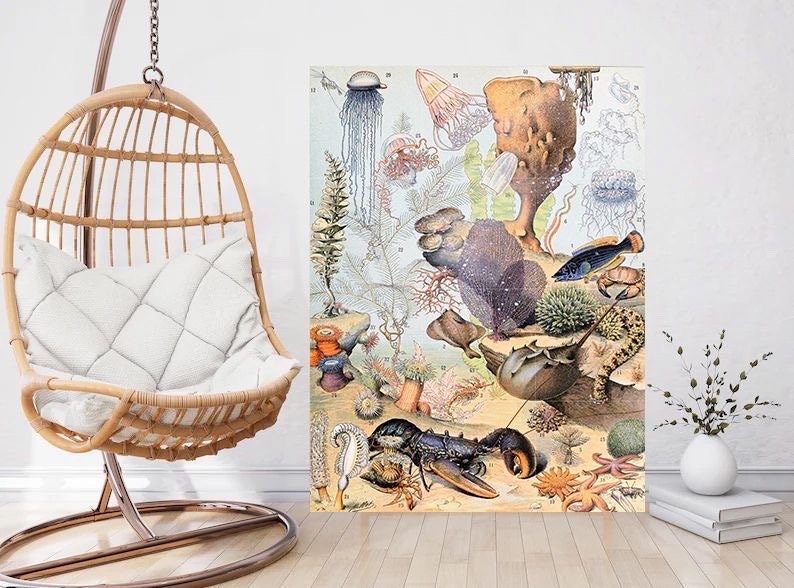 Tile Mural/Mosaic Ceramic Panel of Ocean Life - Adolphe Millot -Vintage Print - Marine Wall Art - Adolphe Millot Print Vintage Illustration