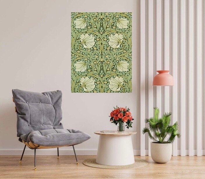 Art Nouveau Floral Ceramic Tile Mural/Mosaic - Pimpernel - Flower Art Nouveau -William Morris Pattern Art Print -Flower Mural- Botanical Art