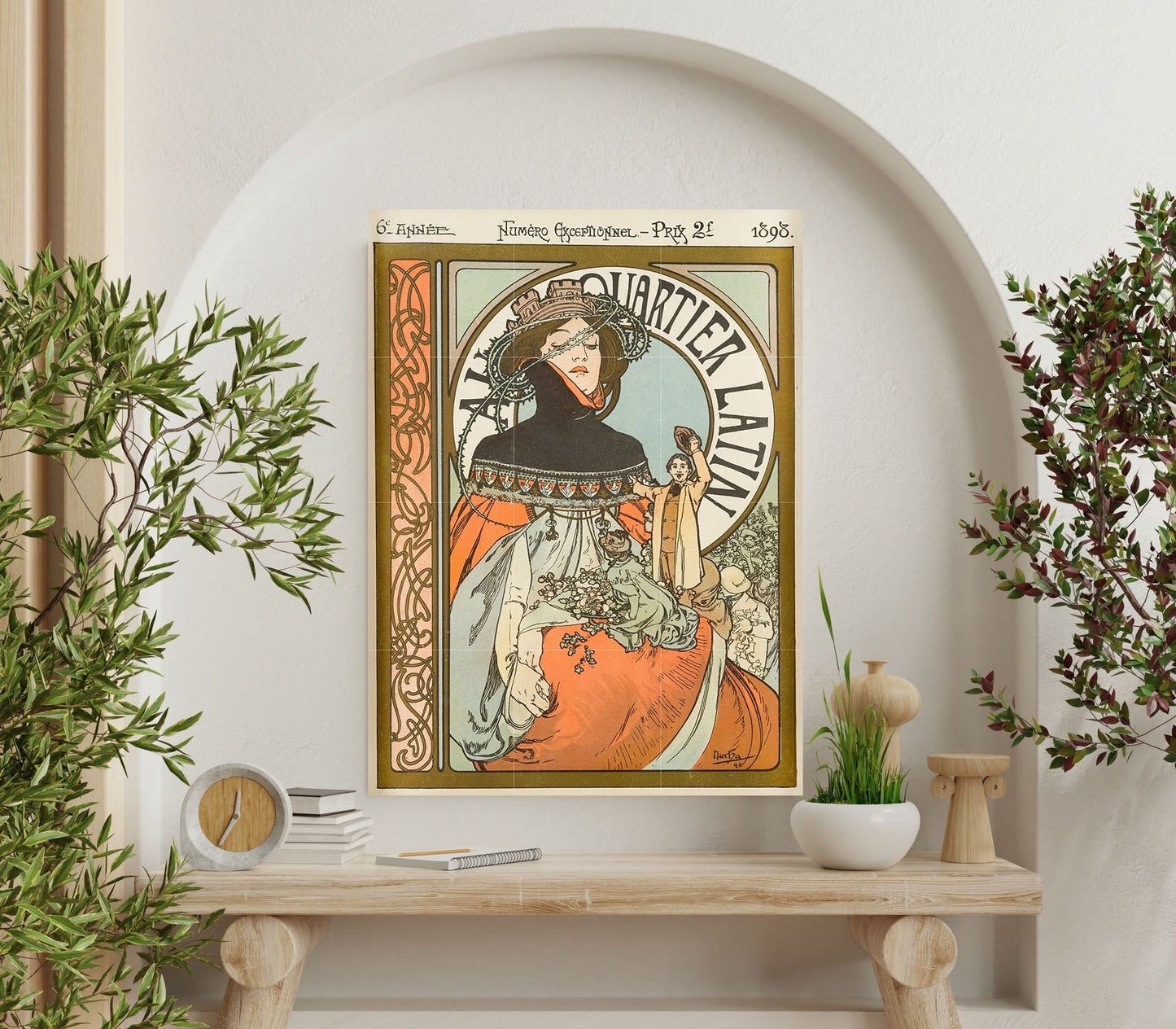 Tile Mural/Mosaic Ceramic Panel of Au Quartier Latin - Alphonse Mucha Prints - Vintage Art Nouveau Wall Art - Tile Mosaic - Tile Mural