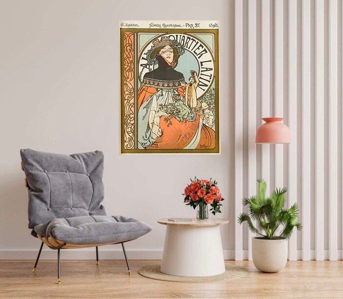 Tile Mural/Mosaic Ceramic Panel of Au Quartier Latin - Alphonse Mucha Prints - Vintage Art Nouveau Wall Art - Tile Mosaic - Tile Mural