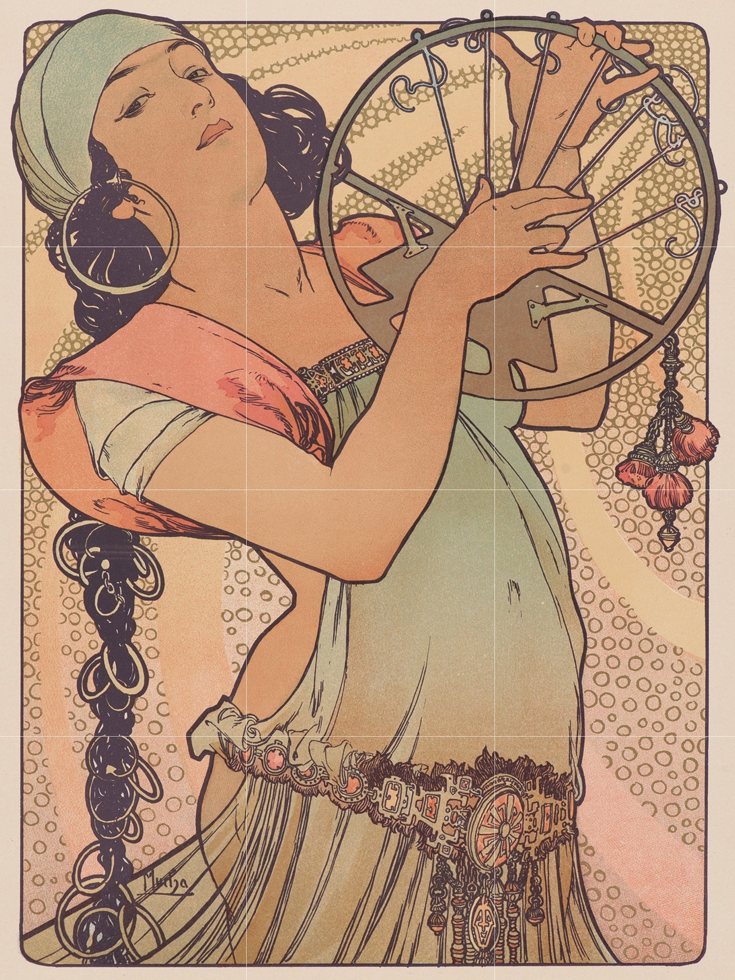 Tile Mural/Mosaic Ceramic Panel of Salome - Alphonse Mucha Prints - Vintage Art Nouveau Wall Art - Tile Mosaic - Art Nouveau Woman Print
