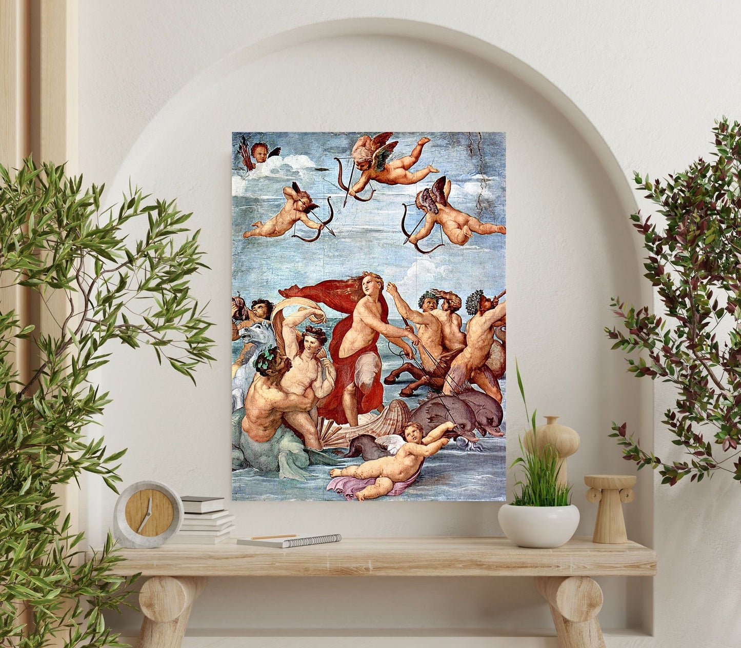 Tile Mural/Mosaic Ceramic Panel of The Triumph of Galatea - Raphael Prints - Vintage Reneissance Wall Art - Tile Mosaic - Angel Tile Mural