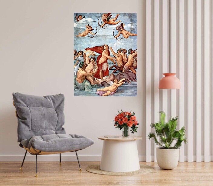 Tile Mural/Mosaic Ceramic Panel of The Triumph of Galatea - Raphael Prints - Vintage Reneissance Wall Art - Tile Mosaic - Angel Tile Mural