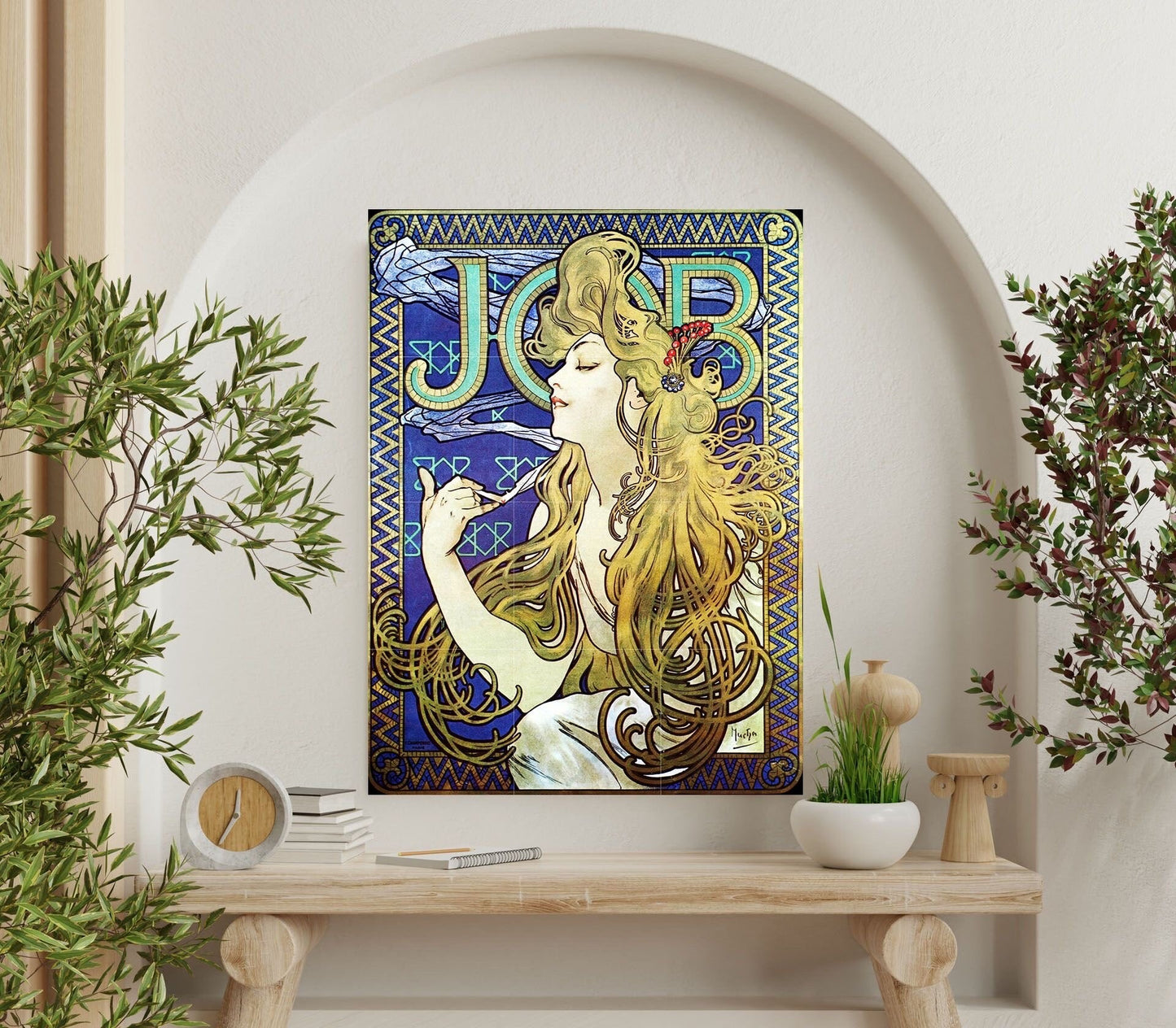 Tile Mural/Mosaic Ceramic Panel of Job - Alphonse Mucha Prints - Vintage Art Nouveau Wall Art - Tile Mosaic - Woman Art Nouveau Tile Mural