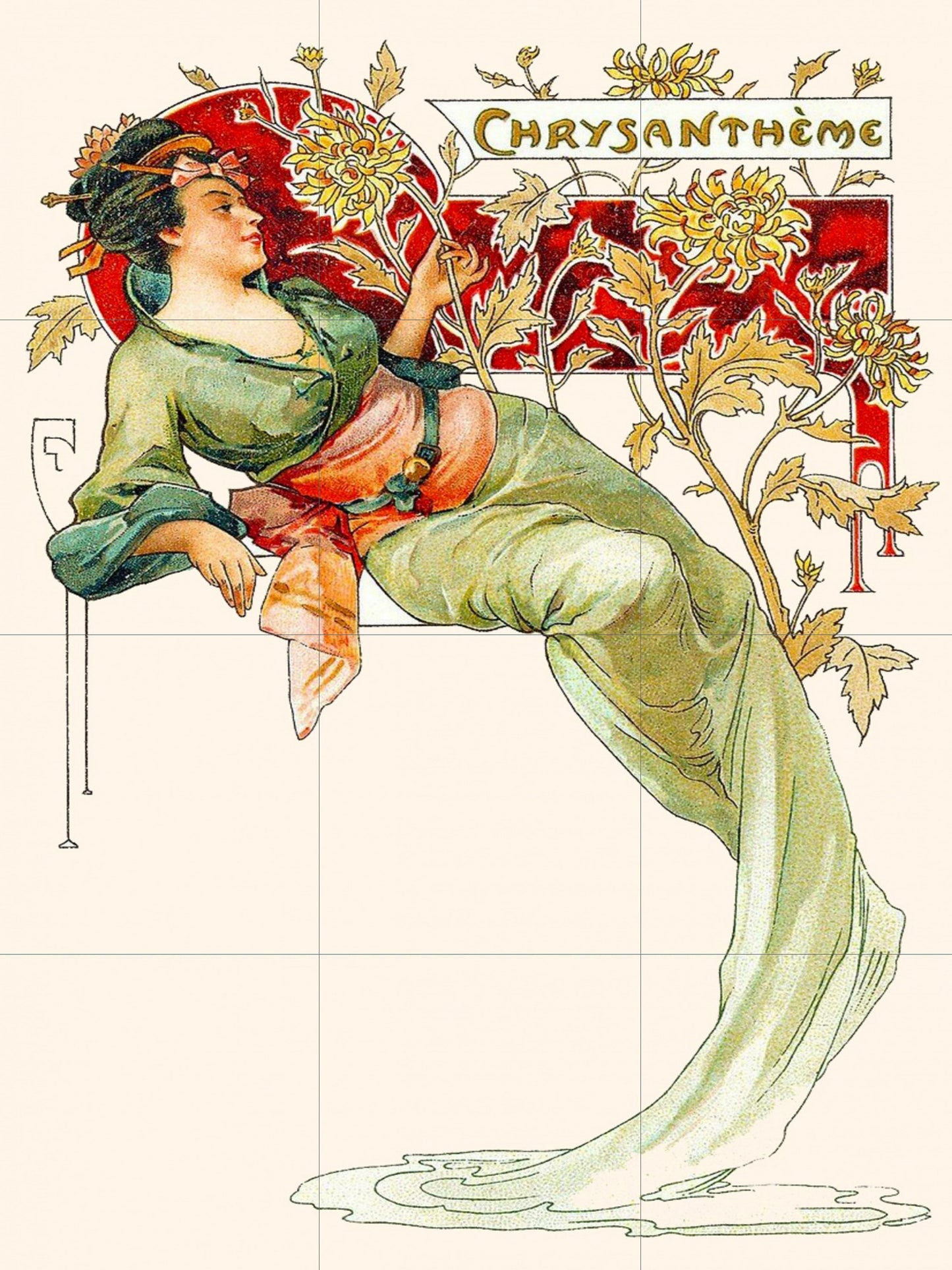 Tile Mural/Mosaic Ceramic Panel of Belle Epoque- Alphonse Mucha Prints -Vintage Art Nouveau Wall Art - Tile Mosaic - Art Nouveau Tile Mural