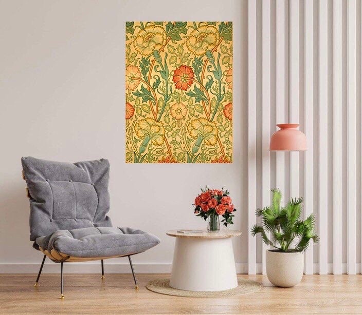 Tile Mural/Mosaic Ceramic Panel of Pink and Rose - William Morris - Flower Wall Art - Botanical Print - Tile Mural Mosaic - Floral Painting