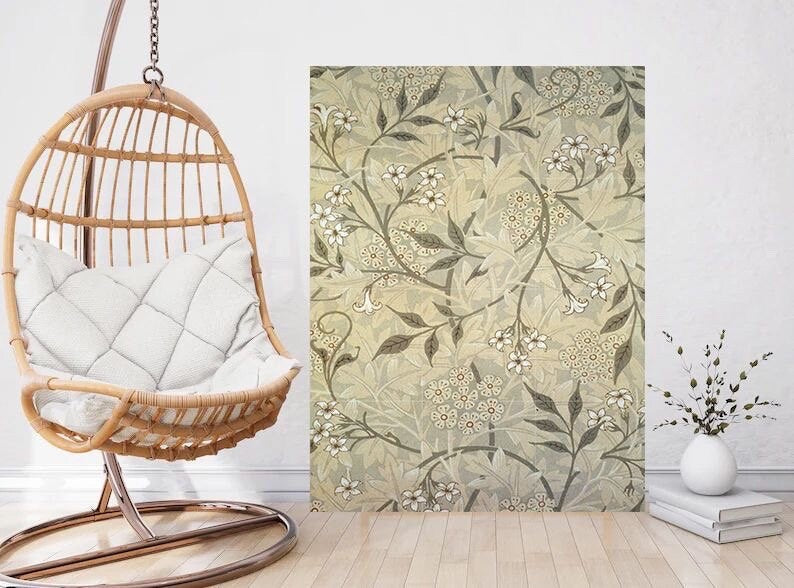 Tile Mural/Mosaic Ceramic Panel of Jasmin - William Morris Pattern - Flower Wall Art - Botanical Print - Tile Mural Mosaic - Floral Painting