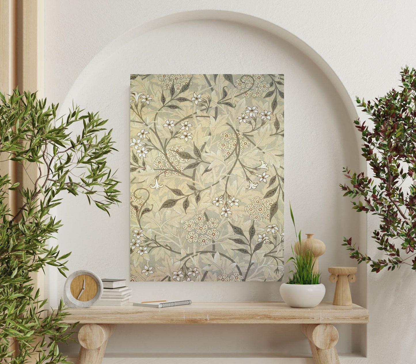 Tile Mural/Mosaic Ceramic Panel of Jasmin - William Morris Pattern - Flower Wall Art - Botanical Print - Tile Mural Mosaic - Floral Painting