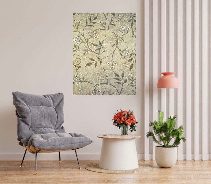 Tile Mural/Mosaic Ceramic Panel of Jasmin - William Morris Pattern - Flower Wall Art - Botanical Print - Tile Mural Mosaic - Floral Painting