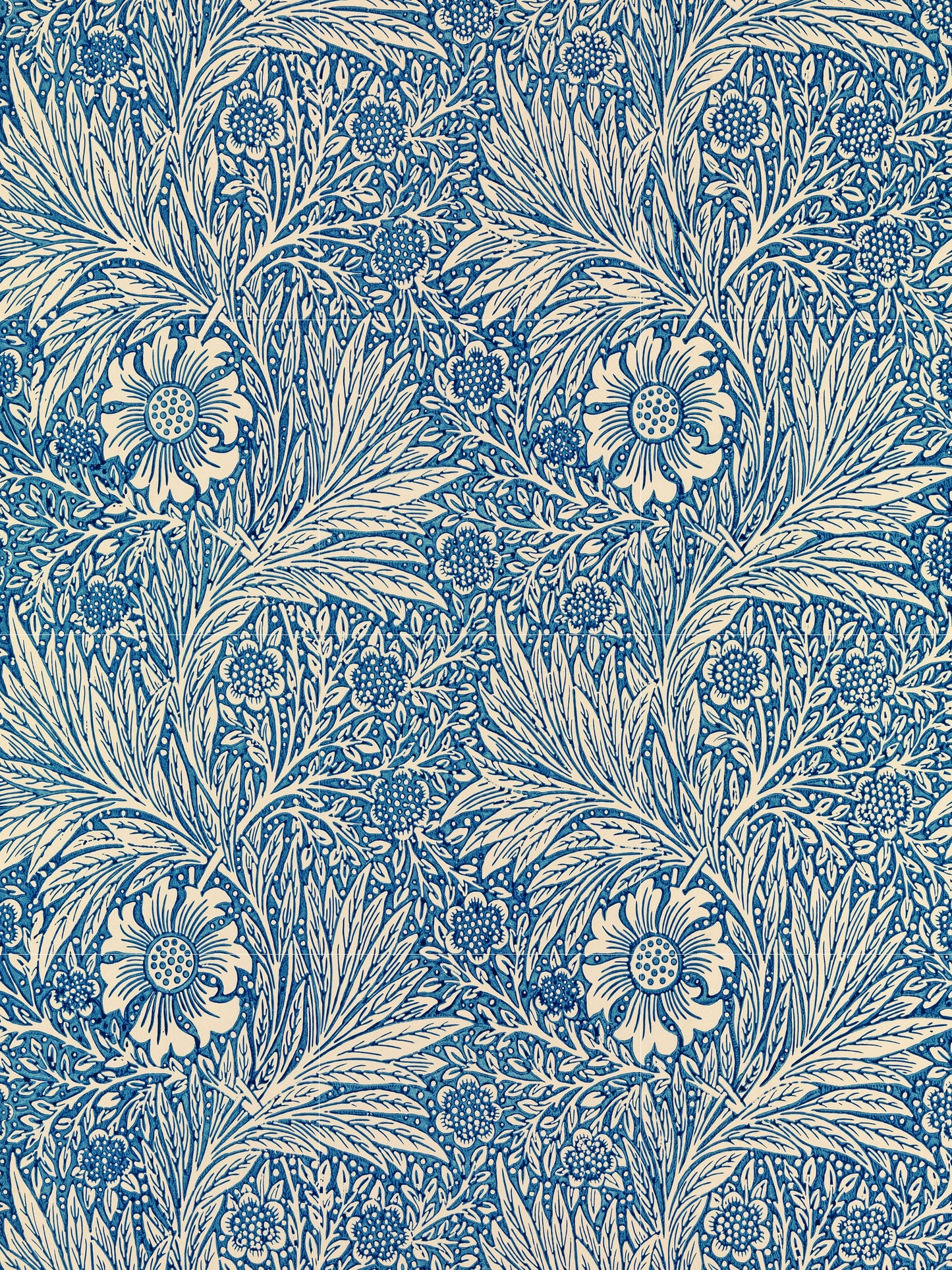 Tile Mural/Mosaic Ceramic Panel of Marigold - William Morris Pattern -Flower Wall Art -Botanical Print - Tile Mural Mosaic - Floral Painting