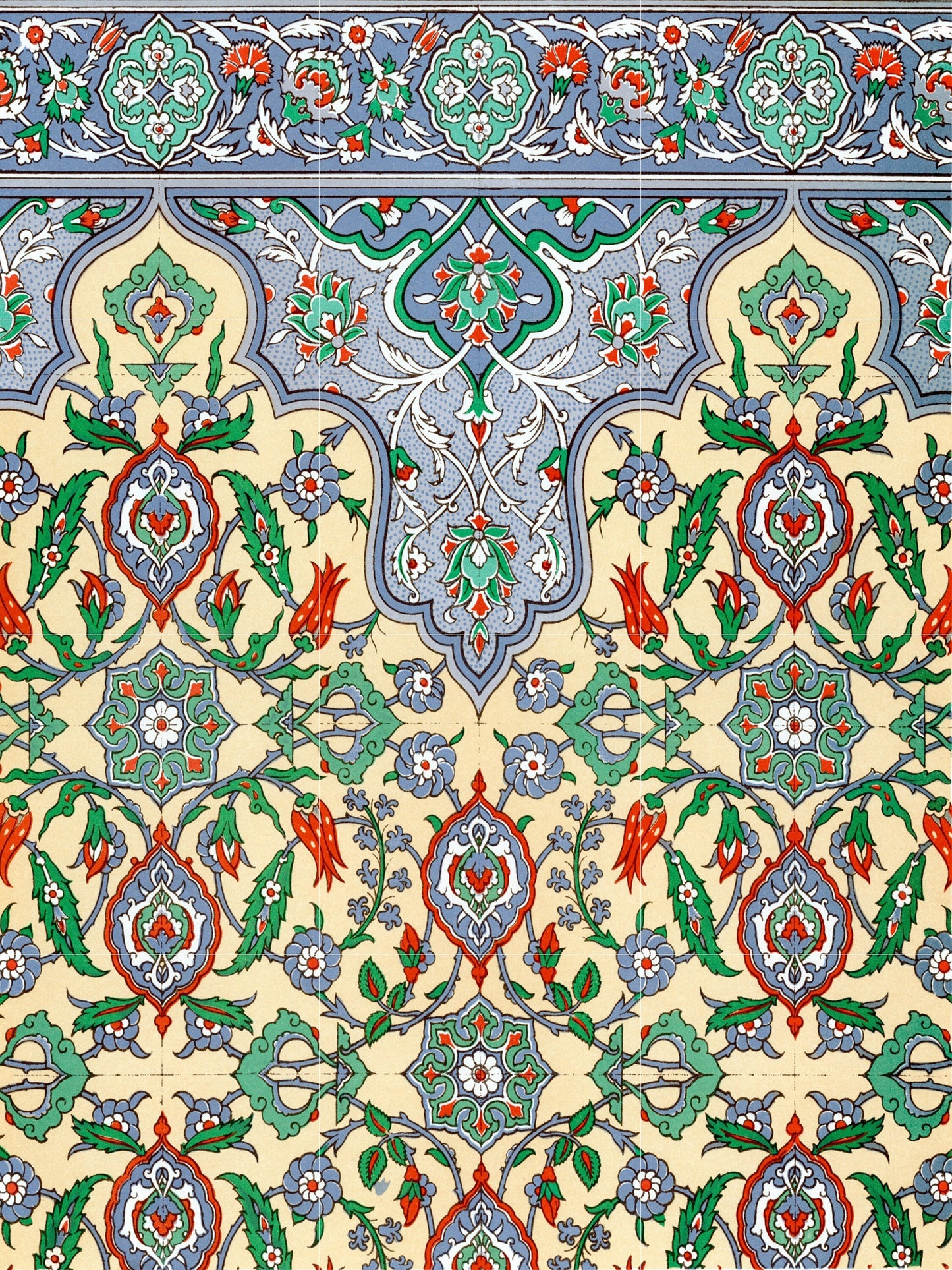 Flower Art Nouveau Ceramic Tile Mural/Mosaic - Floral Art Nouveau -Pattern Art Print - Flower Mural - Botanical Print - Art Nouveau Wall Art