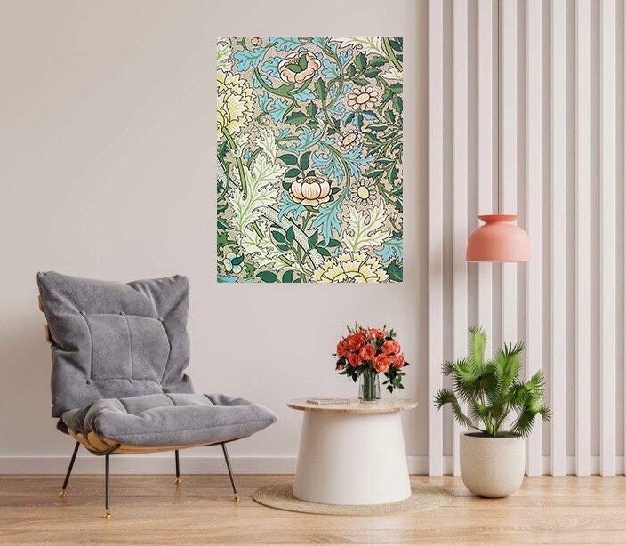 Flower Art Nouveau Ceramic Tile Mural/Mosaic - Floral Art Nouveau -Pattern Art Print - Flower Mural - Botanical Print - Art Nouveau Wall Art