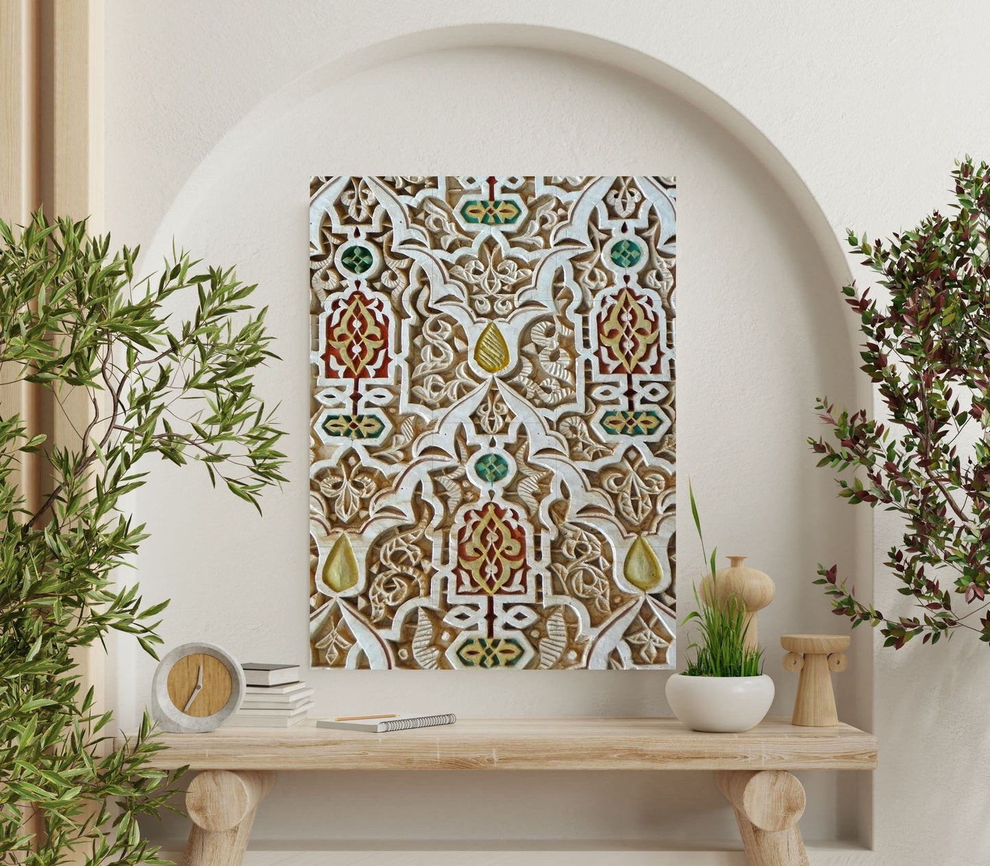 Tile Mural/Mosaic Ceramic Panel of a Arabic Floral Pattern - Botanical Print - Arabic Home Decor - Flower Tile Mural - Tile Mosaic