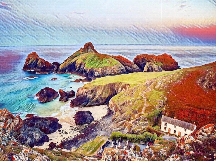 Tile Mural/Mosaic Ceramic Panel of Cornwall Lizard Point - Cornwall wall print - Colourful Wall Art -Tile Mural - Gloss Tiles - Tile Mosaic