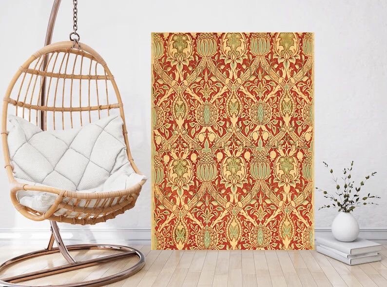 Tile Mural/Mosaic Ceramic Panel of Velvet Broche - William Morris Pattern - Flower Wall Art - Botanical Print - Tile Mural Mosaic