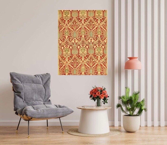 Tile Mural/Mosaic Ceramic Panel of Velvet Broche - William Morris Pattern - Flower Wall Art - Botanical Print - Tile Mural Mosaic
