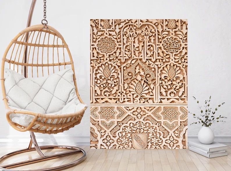 Tile Mural/Mosaic Ceramic Panel of a Arabic Floral Pattern - Botanical Print - Arabic Home Decor - Flower Tile Mural - Tile Mosaic