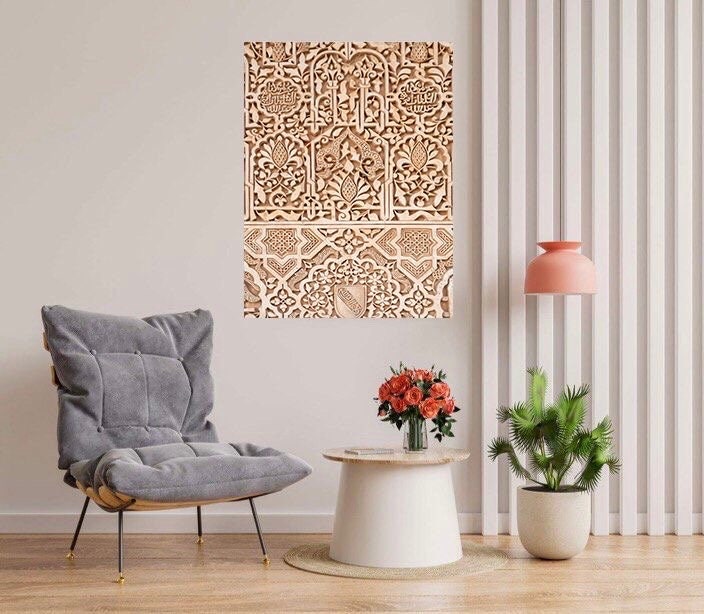 Tile Mural/Mosaic Ceramic Panel of a Arabic Floral Pattern - Botanical Print - Arabic Home Decor - Flower Tile Mural - Tile Mosaic