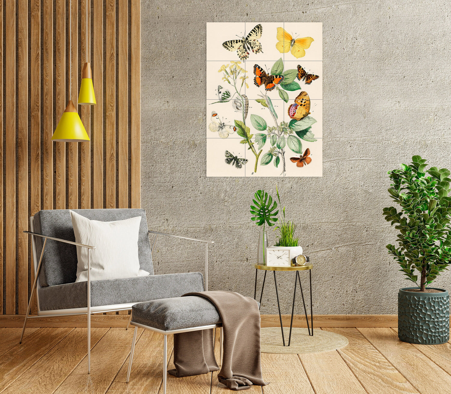 Tile Mural/Mosaic Vintage Butterfly Print - Butterflies wall print - Butterflies vintage illustration -Tile Mural - Home decor- Tile Mosaic