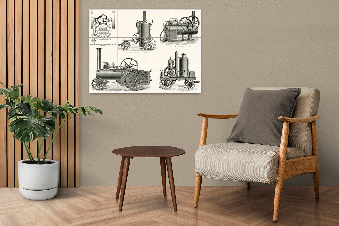 Tile Mural/Mosaic Ceramic Panel of Vintage Locomotive - Steam Locomotive print - Steam Train print - Home decor - Vintage railroad
