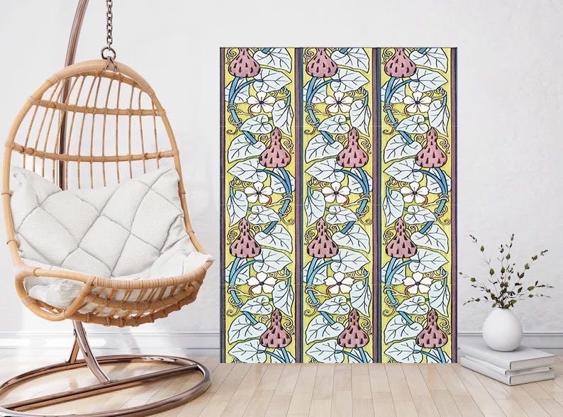 Flower Art Nouveau Ceramic Tile Mural/Mosaic - White Flowered Gourd Flower - Maurice Pillard Verneuil - Flower Mural - Art Nouveau Wall Art