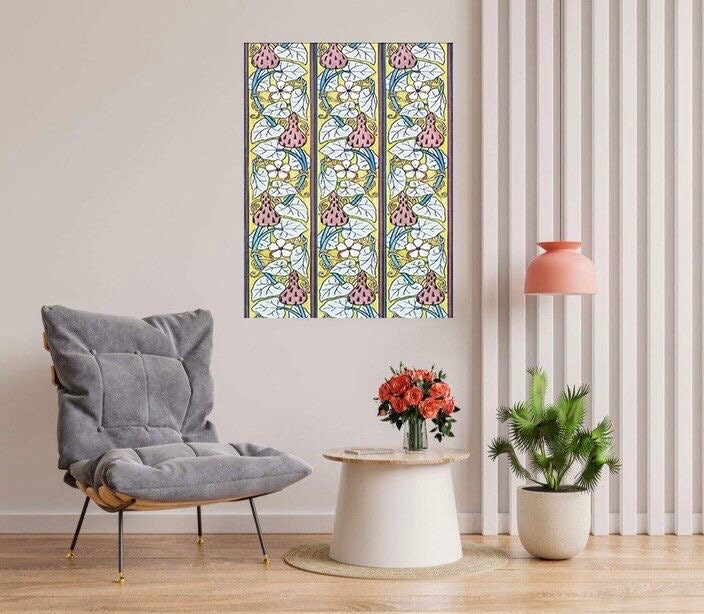 Flower Art Nouveau Ceramic Tile Mural/Mosaic - White Flowered Gourd Flower - Maurice Pillard Verneuil - Flower Mural - Art Nouveau Wall Art