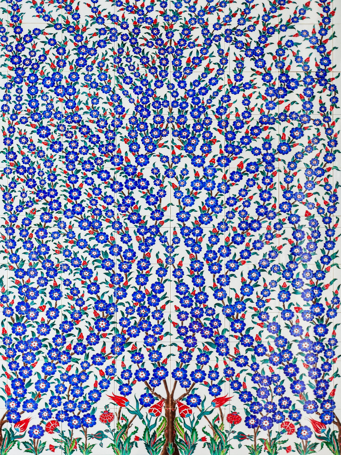 Tile Mural/Mosaic Ceramic Panel of a Arabic Floral Pattern - Botanical Print - Arabic Home Decor - Flower Tile Mural - Tile Mosaic