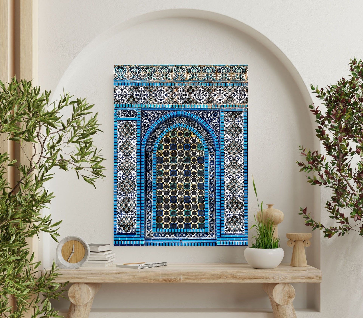 Tile Mural/Mosaic Ceramic Panel of Arabic Architecture Door Pattern -Botanical Print - Arabic Home Decor - Flower Tile Mural - Tile Mosaic