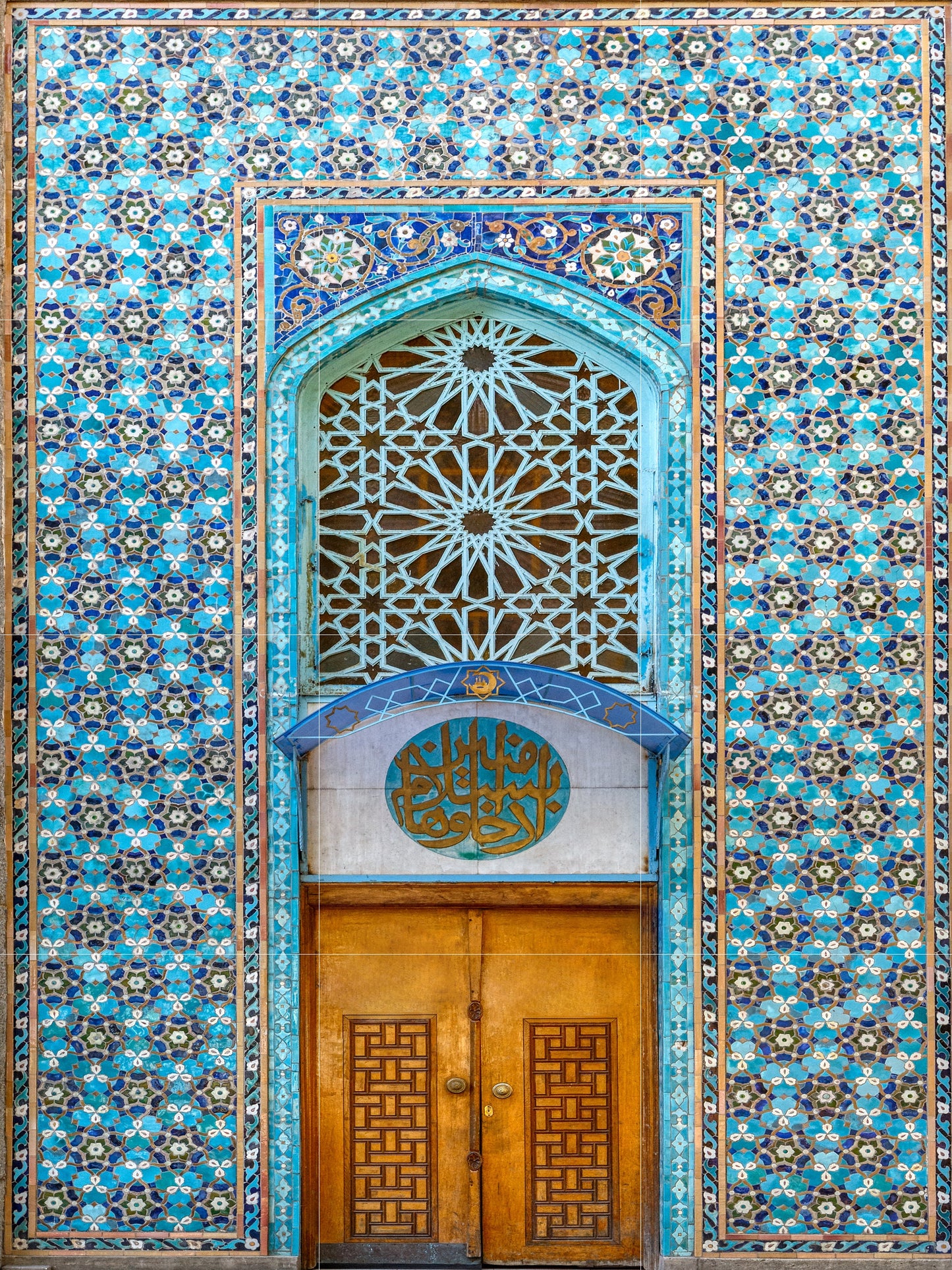 Tile Mural/Mosaic Ceramic Panel of Arabic Architecture Door Pattern -Botanical Print - Arabic Home Decor - Islamic Tile Mural - Tile Mosaic