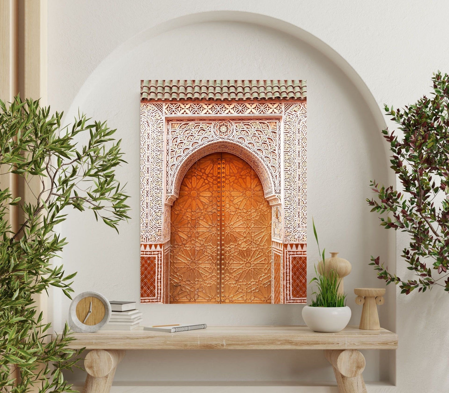 Tile Mural/Mosaic Ceramic Panel of Arabic Architecture Door Pattern -Botanical Print - Arabic Home Decor - Islamic Tile Mural - Tile Mosaic