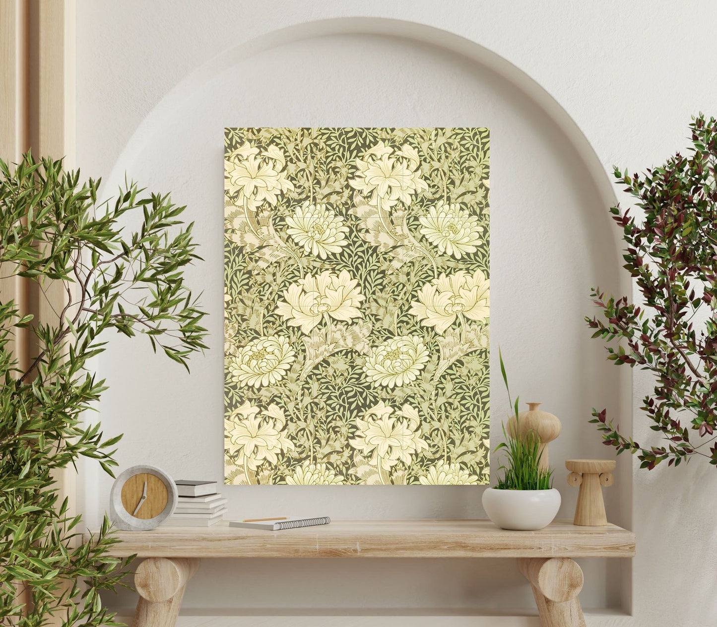 Art Nouveau Floral Ceramic Tile Mural/Mosaic - Flower Art Nouveau - William Morris Pattern Art Print - Flower Mural- Botanical Print Mural