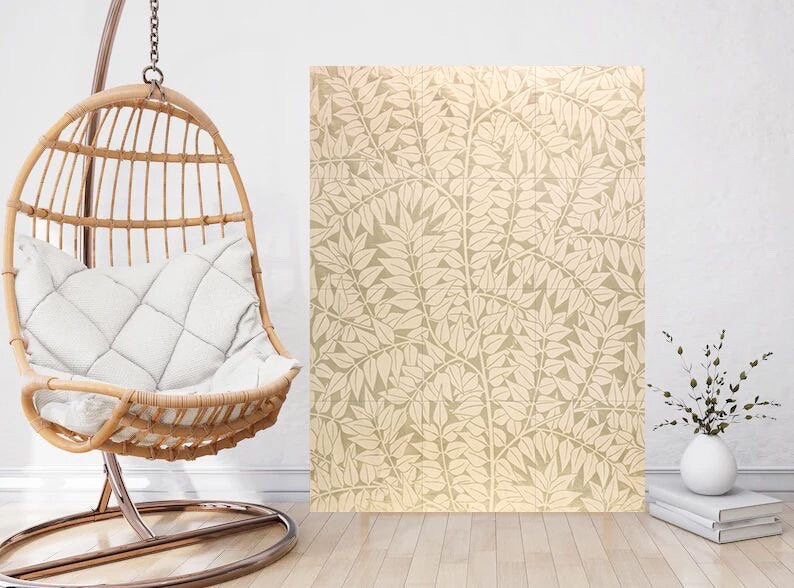 Tile Mural/Mosaic Ceramic Panel of Leaf Branch - William Morris Pattern - Leaf Wall Art - Botanical Print - Tile Mural Mosaic - Leaves Art