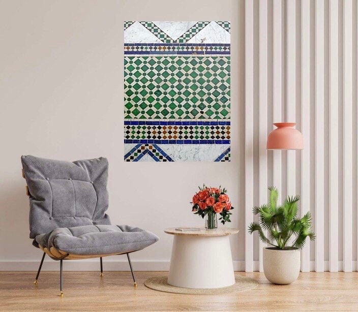 Tile Mural/Mosaic Ceramic Panel of Arabic Pattern - Islamic Print- Arabic Home Decor - Arabic Tile Mural - Tile Mosaic - Arabic Architecture