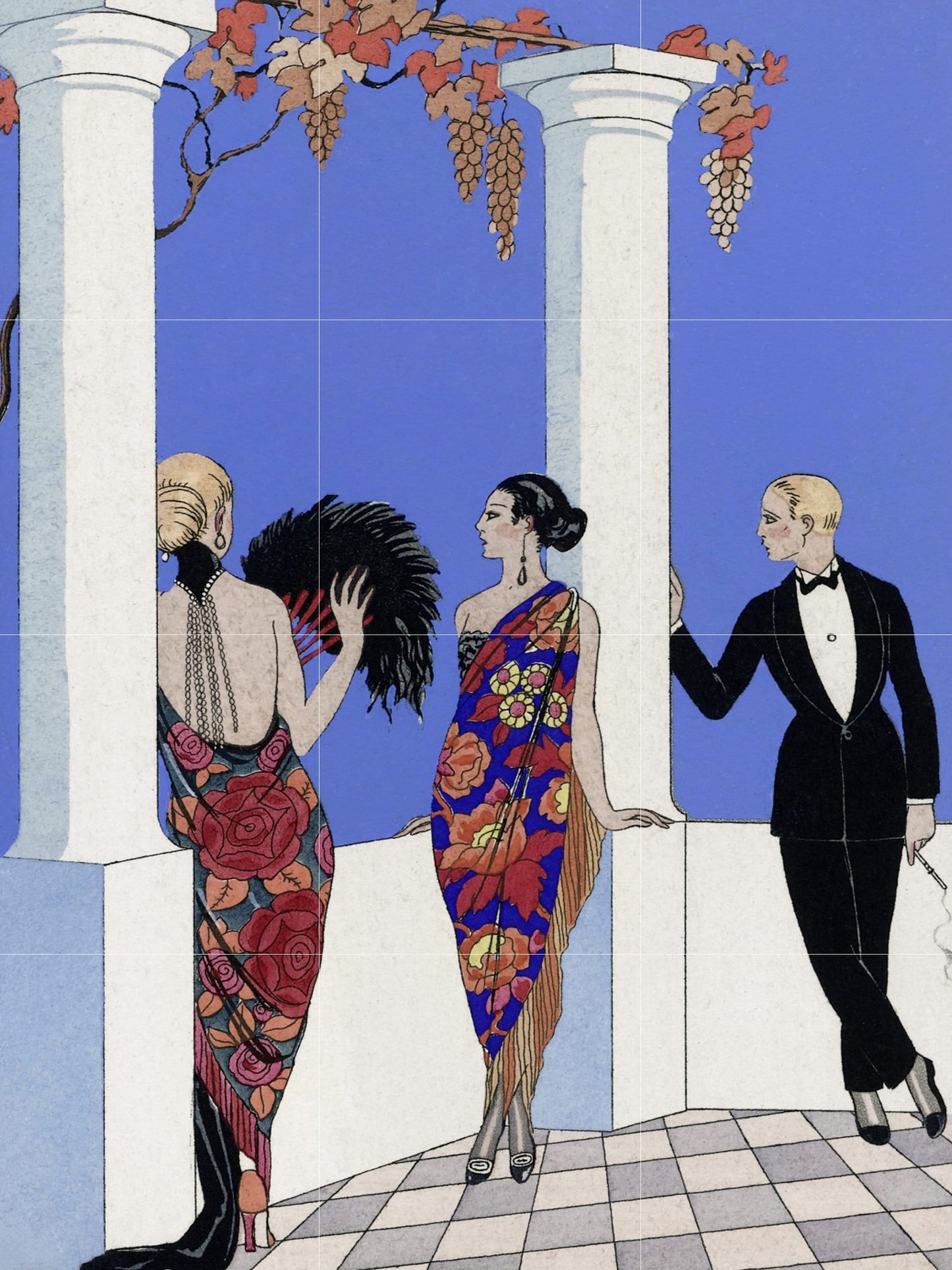 Tile Mural/Mosaic Ceramic Panel of The Taste of Shawls - George Barbier -Art Nouveau Print - Tile Mural - George Barbier Prints -Tile Mosaic