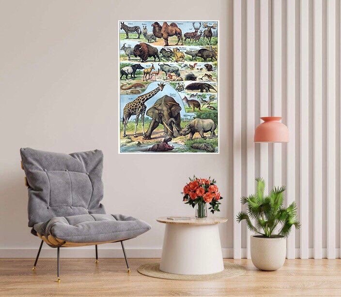 Tile Mural/Mosaic Ceramic Panel of Mammals - Adolphe Millot - Vintage Print - Animal Wall Art - Adolphe Millot Vintage Illustration