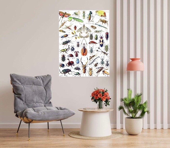 Tile Mural/Mosaic Ceramic Panel of Insects - Adolphe Millot - Vintage Insect Print - Insect Art - Adolphe Millot Print Vintage Illustration