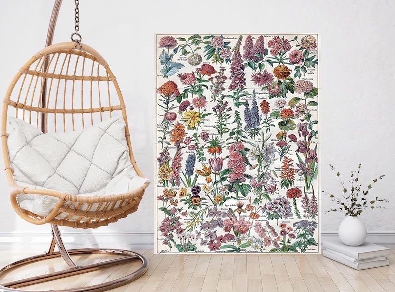 Tile Mural/Mosaic Ceramic Vintage Botanical Print Blossom Flowers - Larousse - Floral Print - Nature Wall Art - Flower Illustration