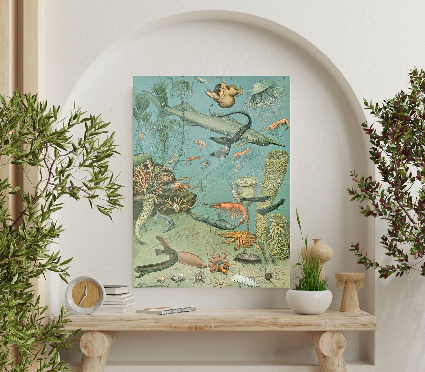Tile Mural/Mosaic Ceramic Panel of Ocean Life - Adolphe Millot -Vintage Print - Marine Wall Art - Adolphe Millot Print Vintage Illustration