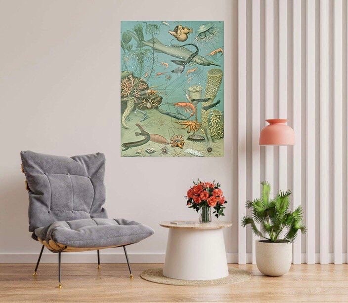 Tile Mural/Mosaic Ceramic Panel of Ocean Life - Adolphe Millot -Vintage Print - Marine Wall Art - Adolphe Millot Print Vintage Illustration