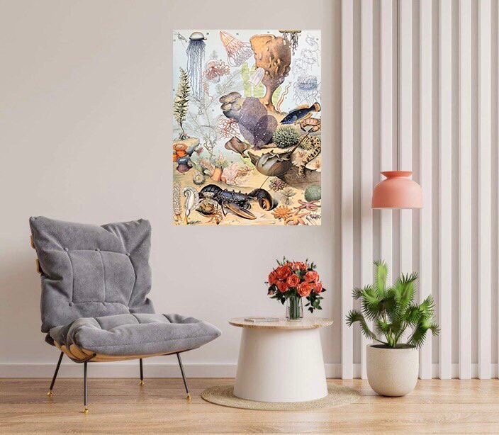 Tile Mural/Mosaic Ceramic Panel of Ocean Life - Adolphe Millot -Vintage Print - Marine Wall Art - Adolphe Millot Print Vintage Illustration