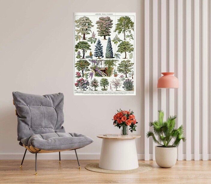 Tile Mural/Mosaic Ceramic Vintage Tree Wall Art - Plant Illustration - Larousse - Plant Wall Art - Kitchen Mural - Vintage Botanical Print