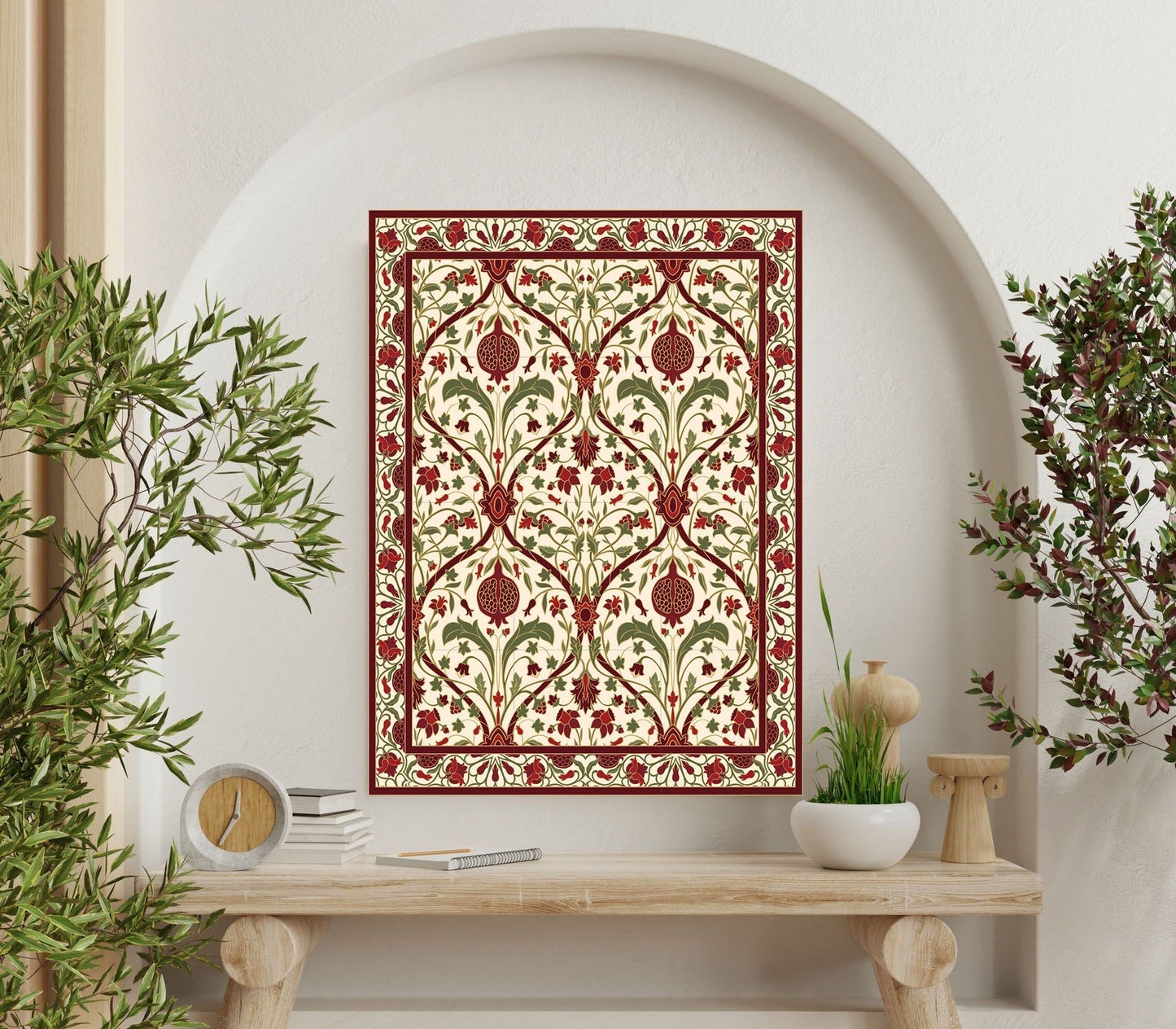 Flower Art Nouveau Ceramic Tile Mural/Mosaic - Floral Art Nouveau -Pattern Art Print - Flower Mural - Botanical Print - Art Nouveau Wall Art