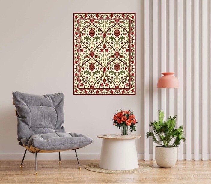 Flower Art Nouveau Ceramic Tile Mural/Mosaic - Floral Art Nouveau -Pattern Art Print - Flower Mural - Botanical Print - Art Nouveau Wall Art